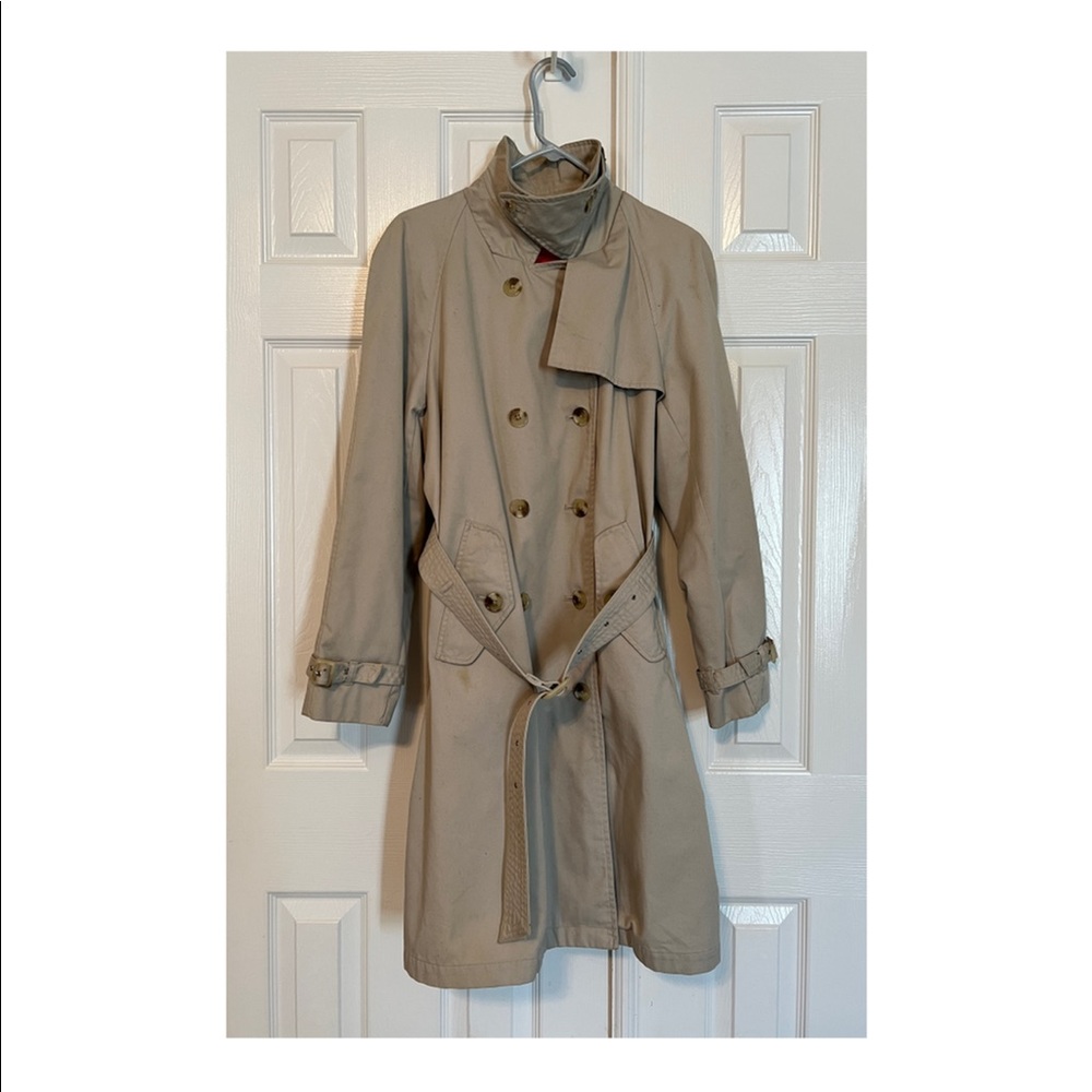 Isaac Mizrahi Women’s Khaki Tan Double Breasted Jacket Coat Large